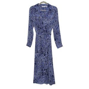& Other Stories Leopard Midi Dress Blue Slit Tie